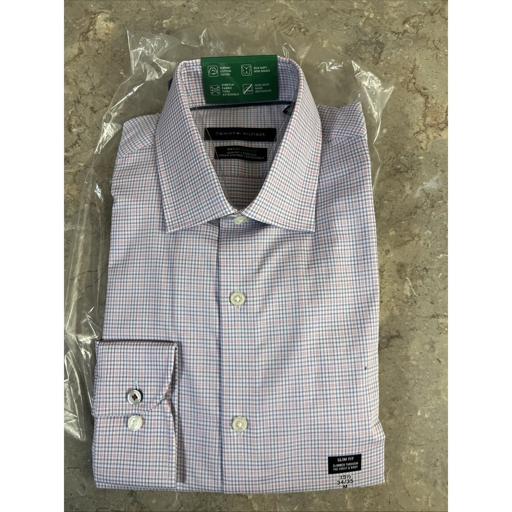 Tommy Hilfiger THFlex Supima Slim Fit Men's L S  Shirt Medium 15-1/2 . 34/35